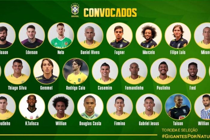 Confira a lista de convocados da seleção brasileira de 2018