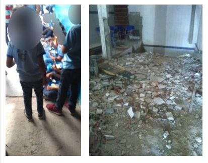 Crianças são flagradas comendo no chão do refeitório do educandário no Cariri
